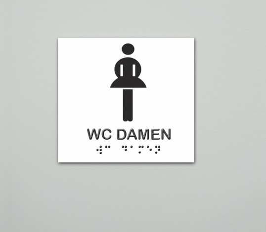 Schild für Damentoilette mit taktilen Zeichen