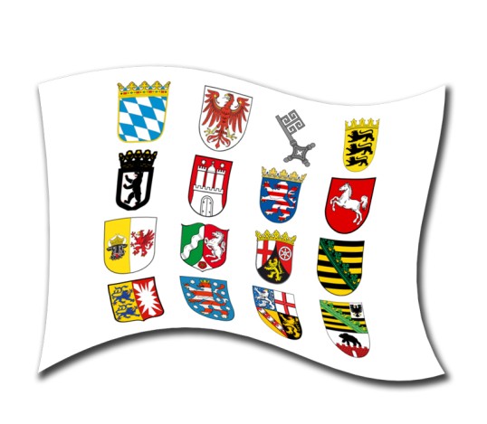 eine Flagge mit den Wappen der deutschen Bundesländer