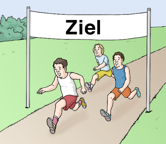 Das Bild zeigt 3 Läufer,, die das Ziel erreichen