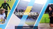 Standbild aus dem Trailer zum German Paralympic Media Award. Bilder von Läufern, Radfahrern und anderen laufen nebeneinander als Streifen vertikal über das Bild. In der Mitte steht 