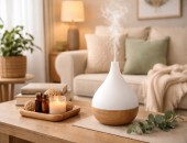Aromadiffuser im gemütlichen Wohnzimmer