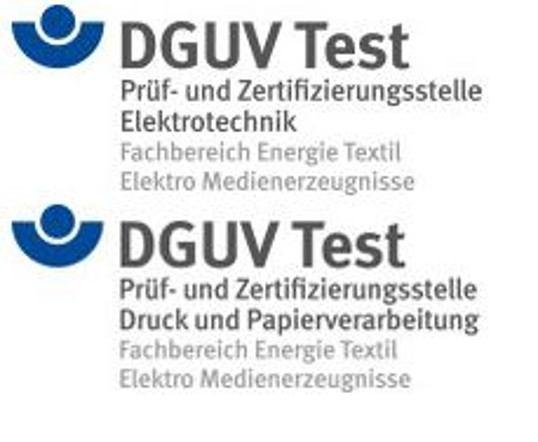 Logos von DGUV Test Elektro und Druck