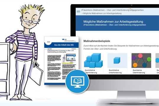 Screenshot und eine Zeichnung aus dem E-Learning 