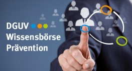 Bild mit der Aufschrift: DGUV Wissensbörse Prävention