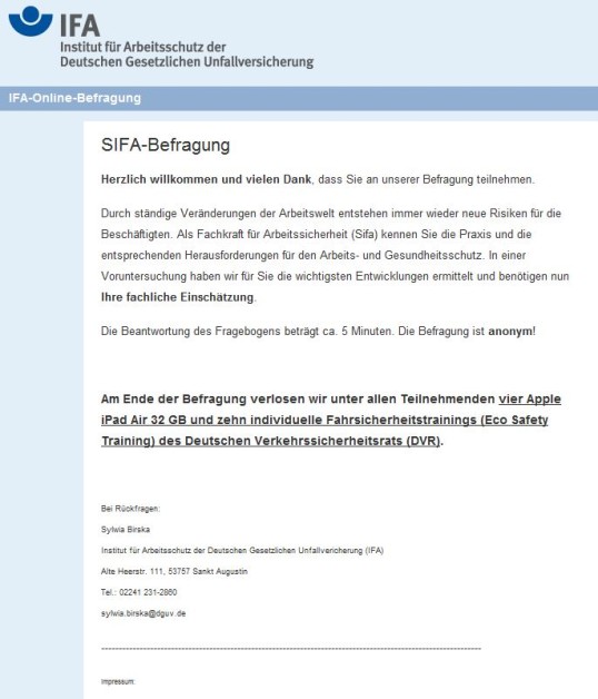 Screenshot der Online-Befragung