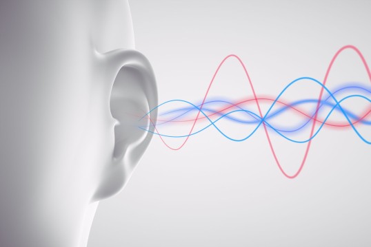 Schallwellen treffen auf Ohr (Grafik)