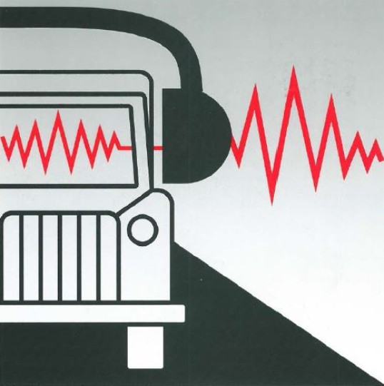 Grafik: Auto mit Gehörschutz vor Lärmeinwirkung