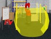 Outline of a robot safety zone in a virtual work environment