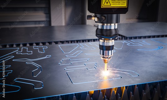 Foto einer Laserschneidmaschine