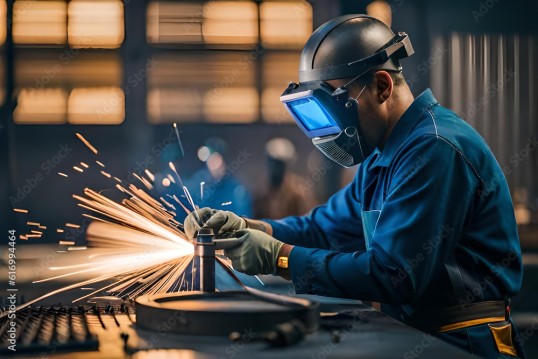Foto: Schweißer mit persönlicher Schutzausrüstung bei der Arbeit