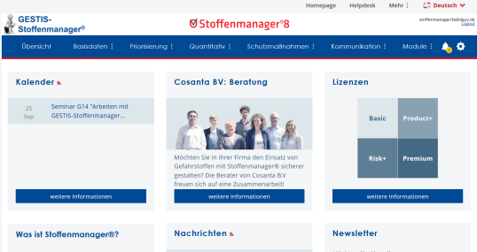 Screenshot of the Stoffmanager