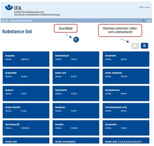 Screenshot der Startseite 