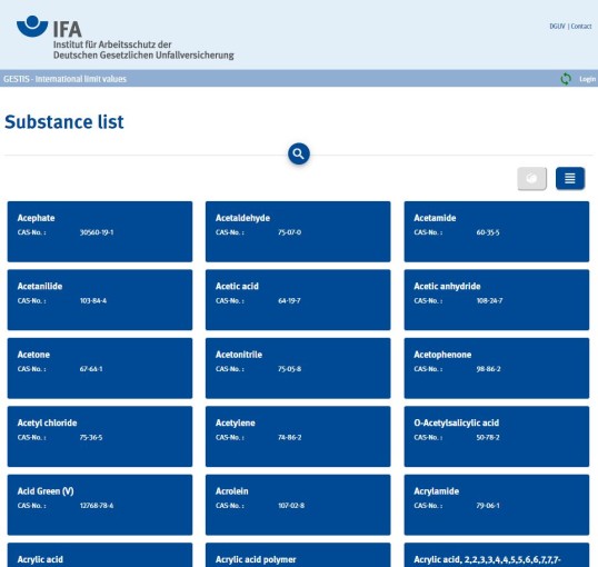 Screenshot of the database