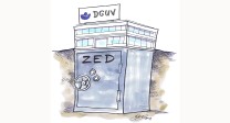 Zeichnung: Ein Tresor mit Aufschrift ZED steht in der DGUV