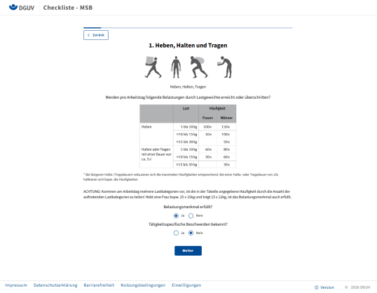 Screenshot: Eine Formularmaske aus der Web-App. Unter dem Titel 