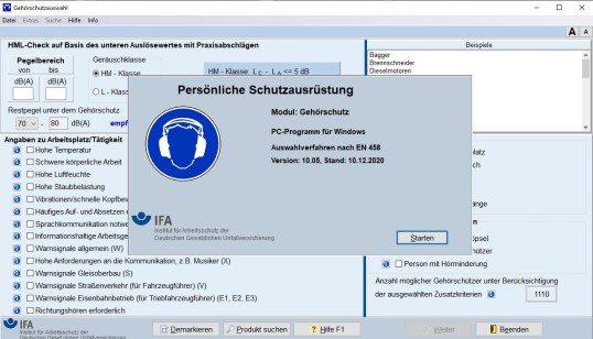 Screenshot der Software