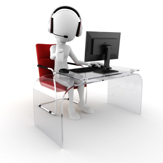 Arbeitsplatz im Call-Center (3D-Figur)