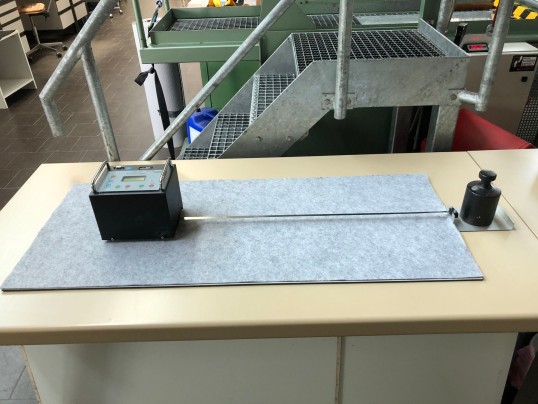 Felt sample on measuring table