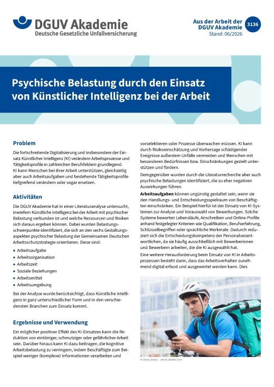 Muster eines Infoblatts "Aus der Arbeit des IAG"