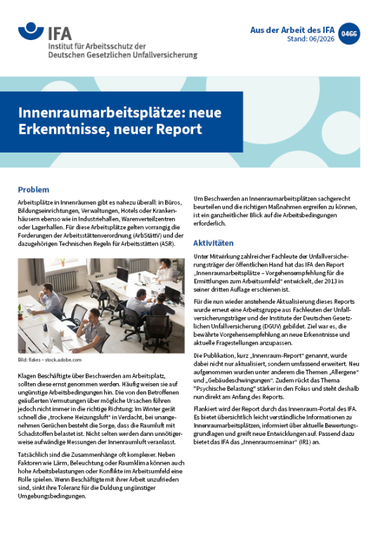 Muster eines Infoblatts "Aus der Arbeit des IFA"