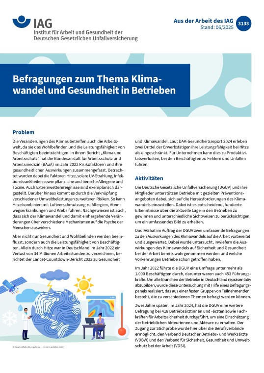 Muster eines Infoblatts "Aus der Arbeit des IAG"