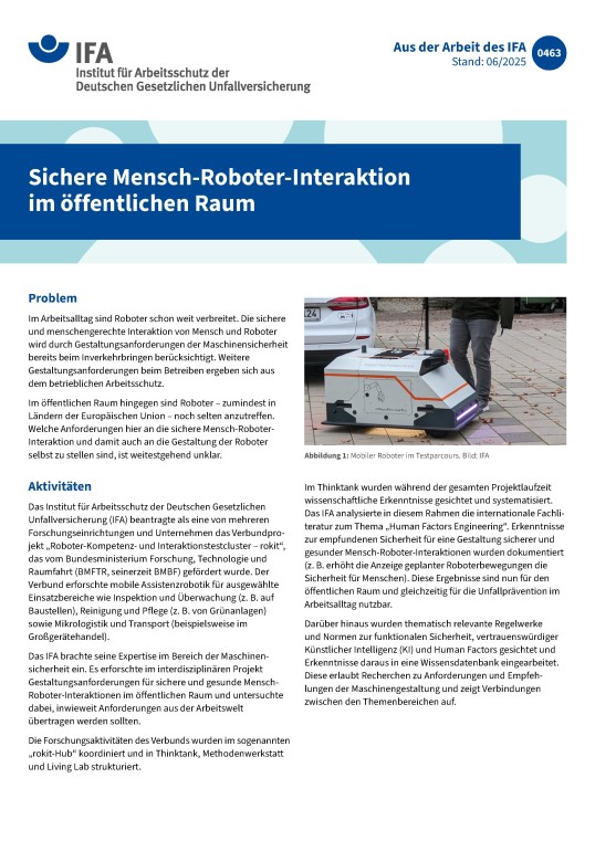 Muster eines Infoblatts "Aus der Arbeit des IFA"