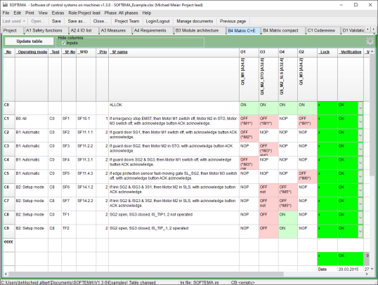 a screenshot of a table in the SOFTEMA software