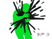 Silhouette einer Person, die eine dunkle Masse umarmt 