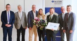 Auf dem Bild von links: Marco Wetzel, Jobst Kleineberg, Franz Donner, Stefanie Schnee (Werma Signaltechnik), Christian Vogt (Werma Signaltechnik), Hans-Peter Kern und Jörg Botti.
