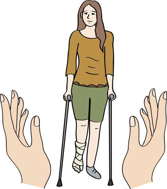 eine Frau mit einer Verletzung am Bein
